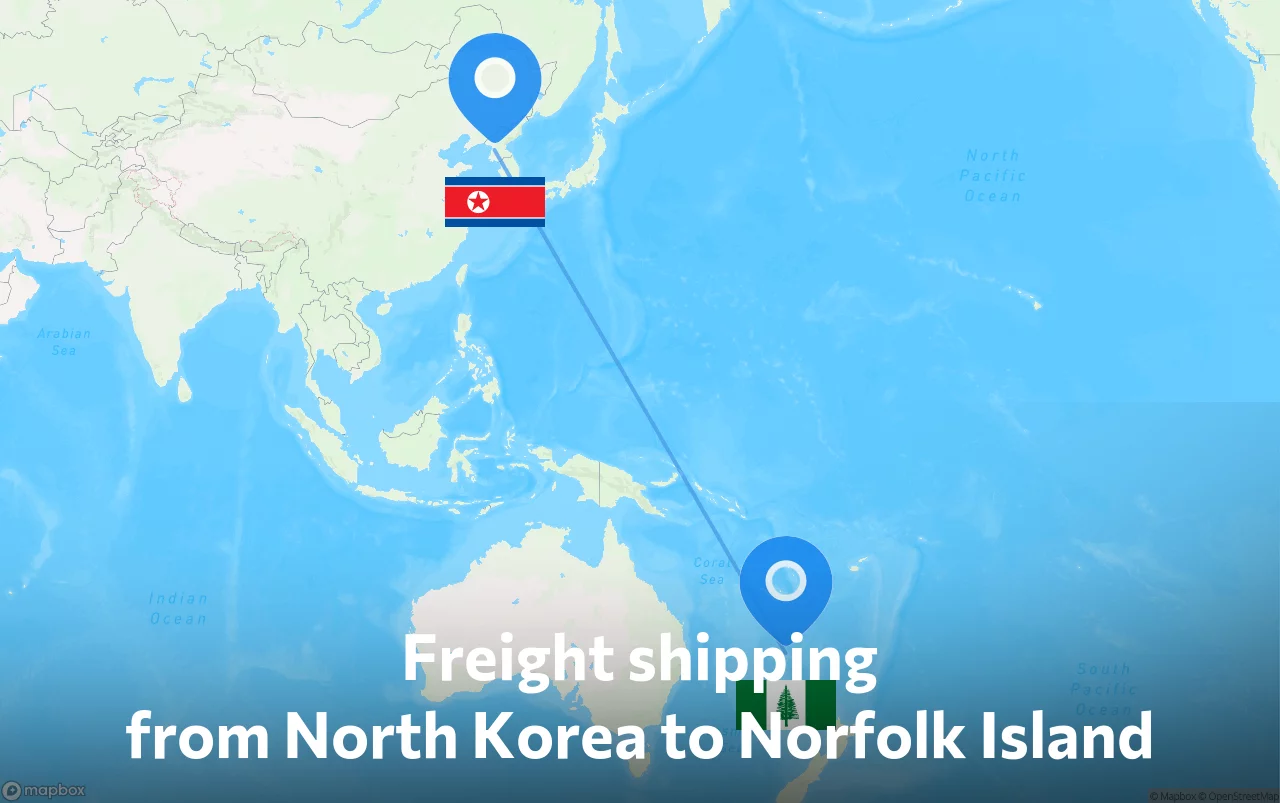 Shipping route from North Korea to Norfolk Island