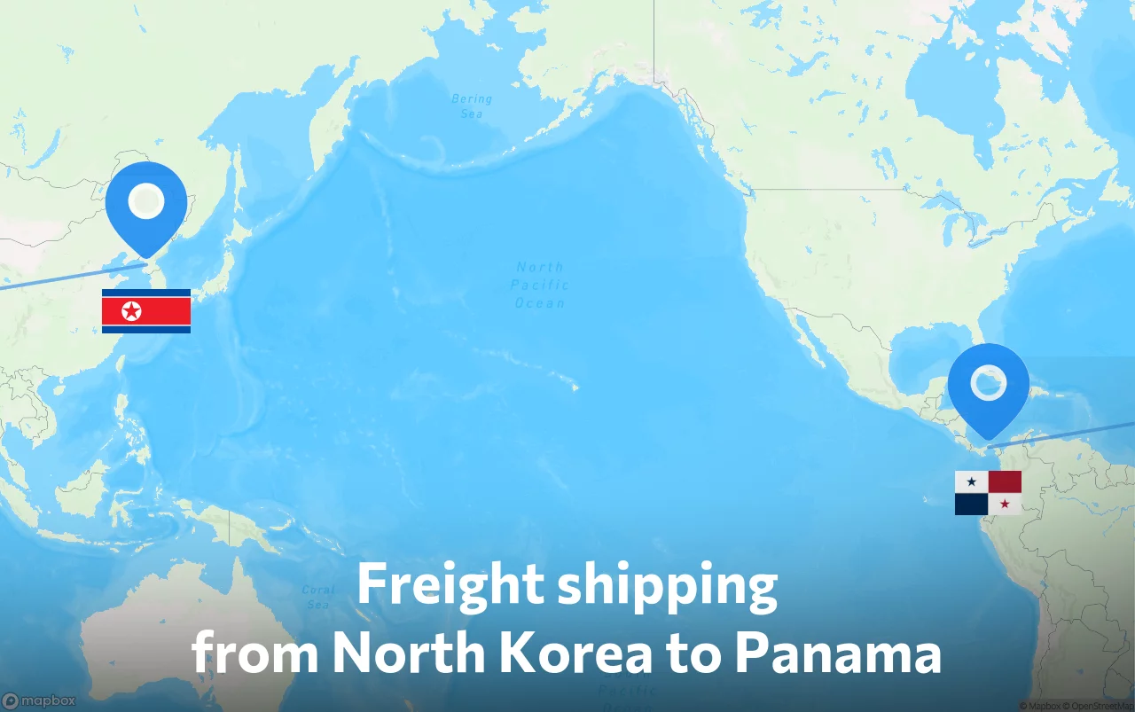 Shipping route from North Korea to Panama