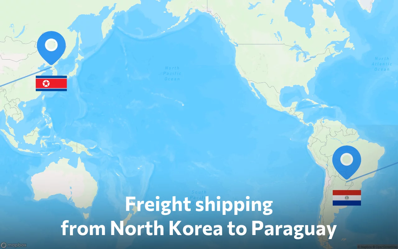 Shipping route from North Korea to Paraguay