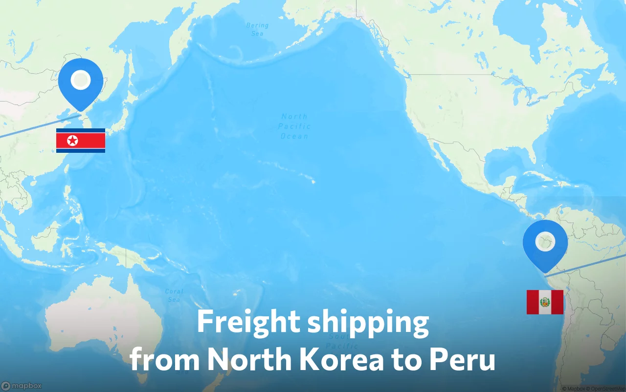 Shipping route from North Korea to Peru