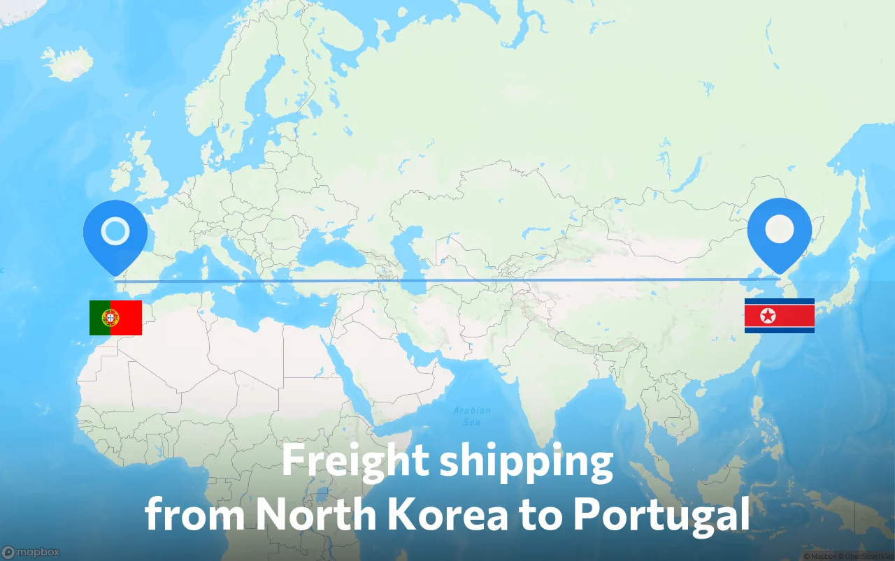 Shipping route from North Korea to Portugal