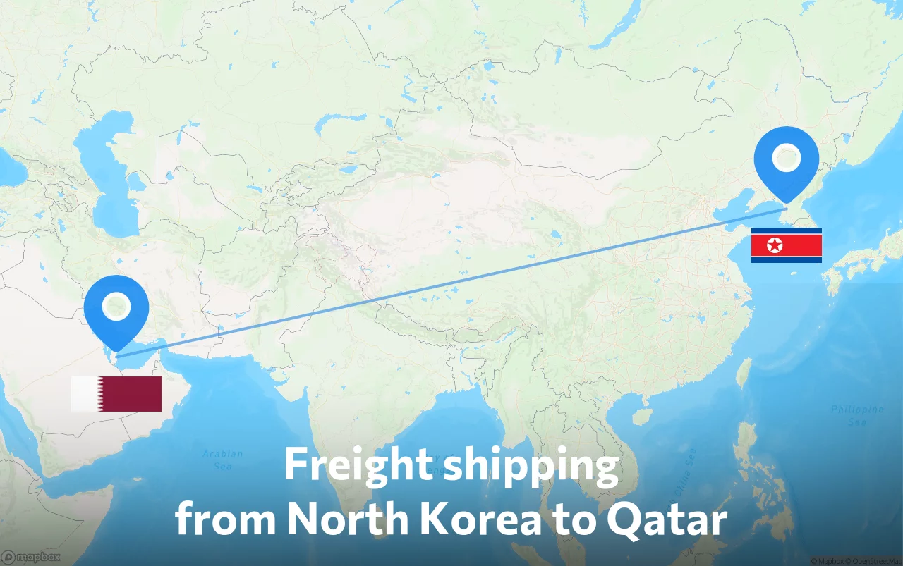 Shipping route from North Korea to Qatar