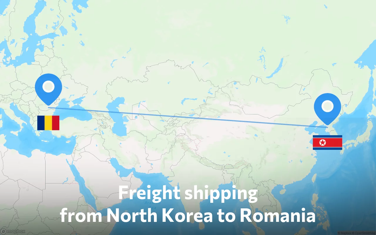 Shipping route from North Korea to Romania