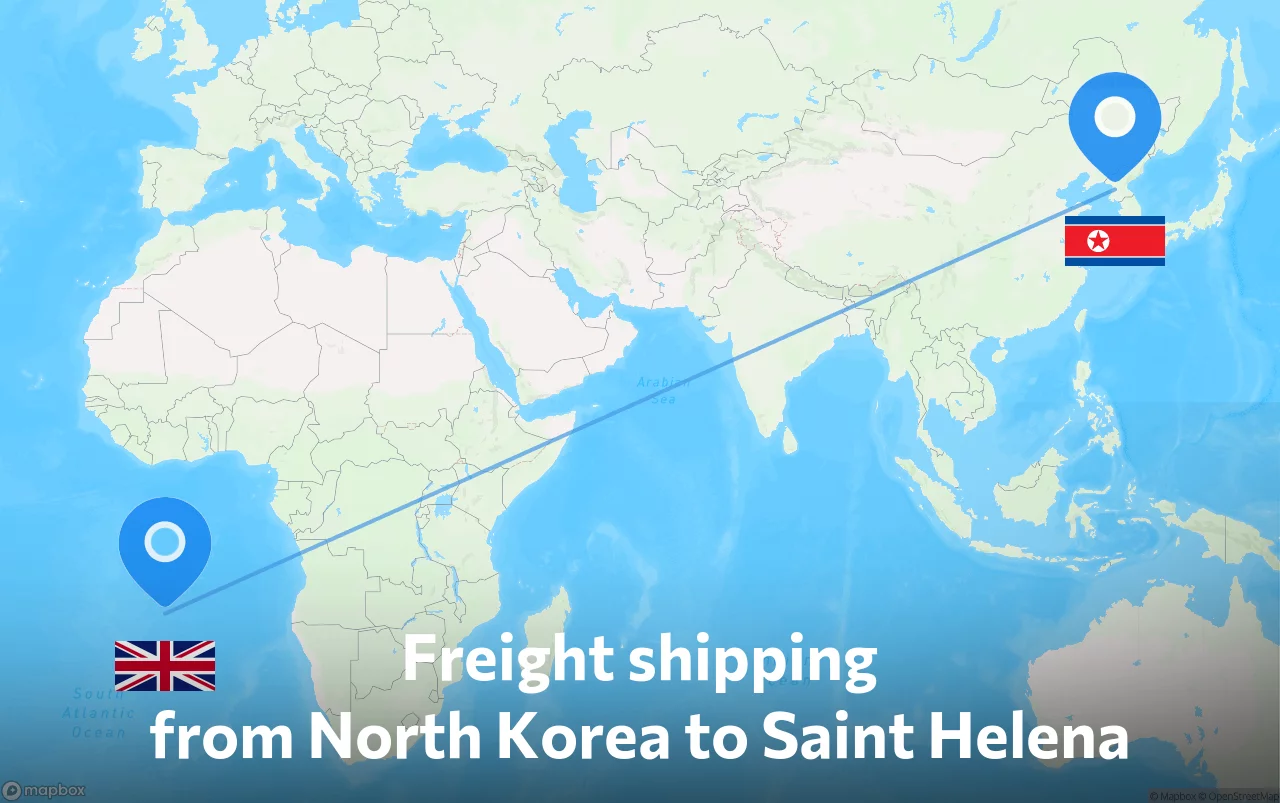 Shipping route from North Korea to Saint Helena