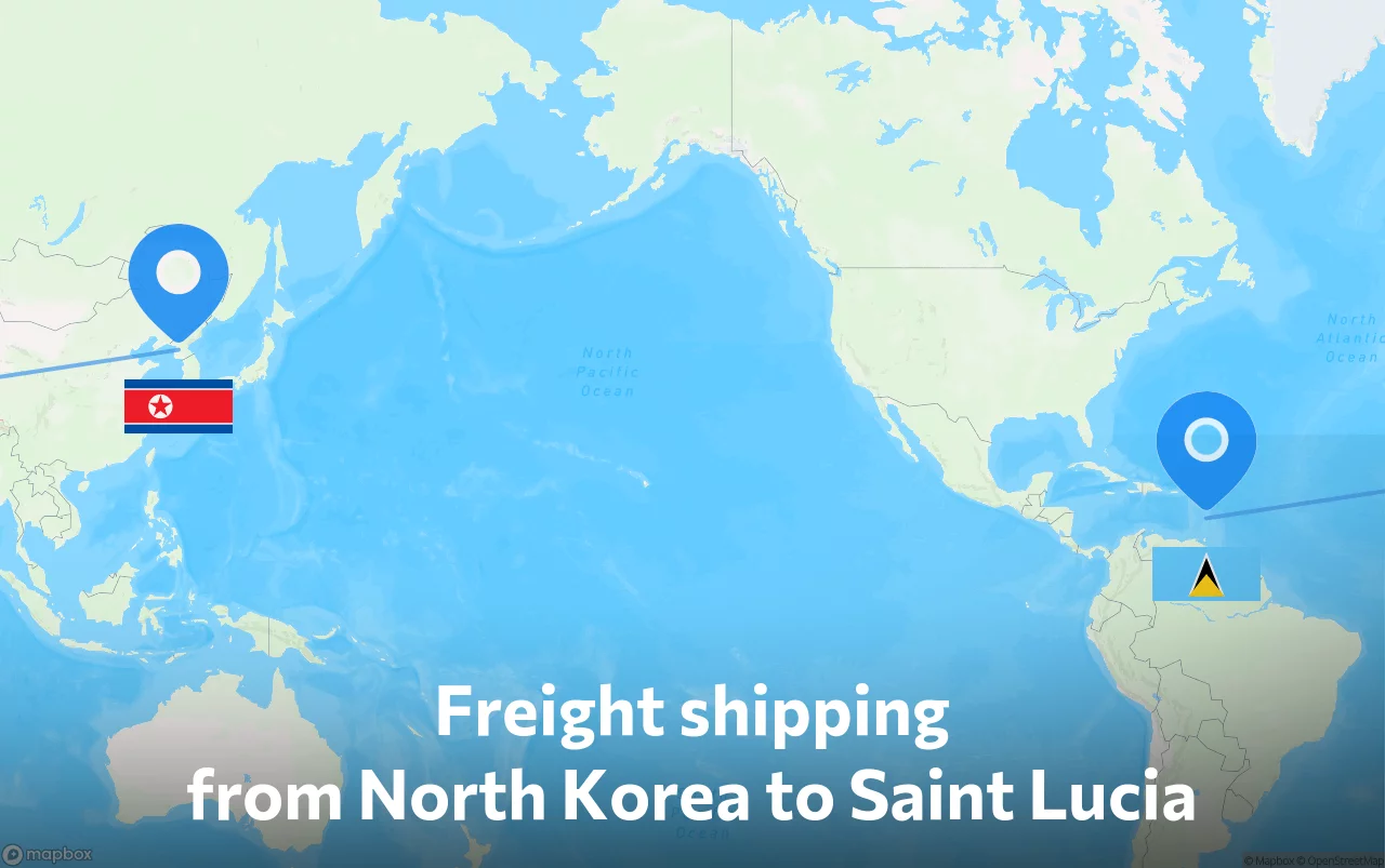 Shipping route from North Korea to Saint Lucia