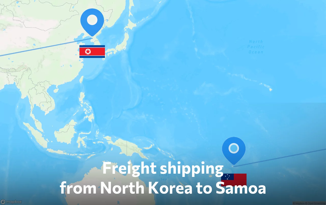 Shipping route from North Korea to Samoa