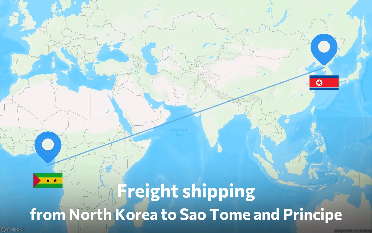 Shipping route from North Korea to Sao Tome and Principe