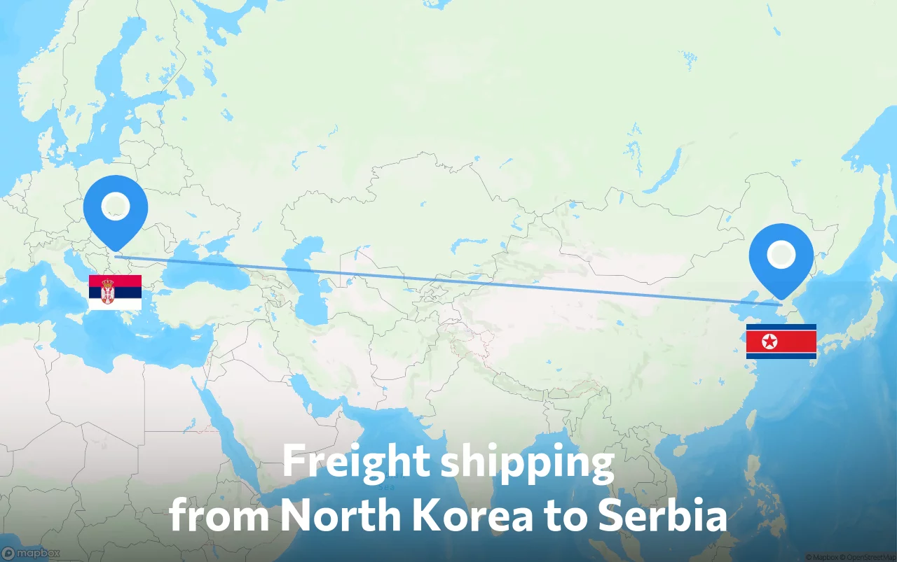 Shipping route from North Korea to Serbia