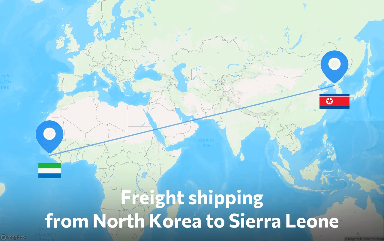 Shipping route from North Korea to Sierra Leone