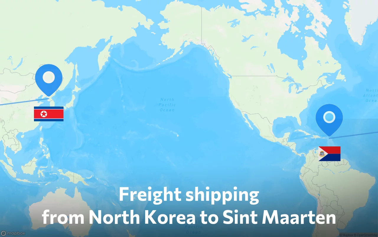 Shipping route from North Korea to Sint Maarten