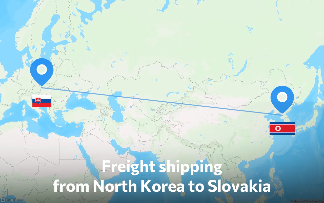 Shipping route from North Korea to Slovakia