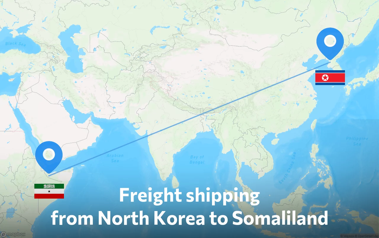 Shipping route from North Korea to Somaliland