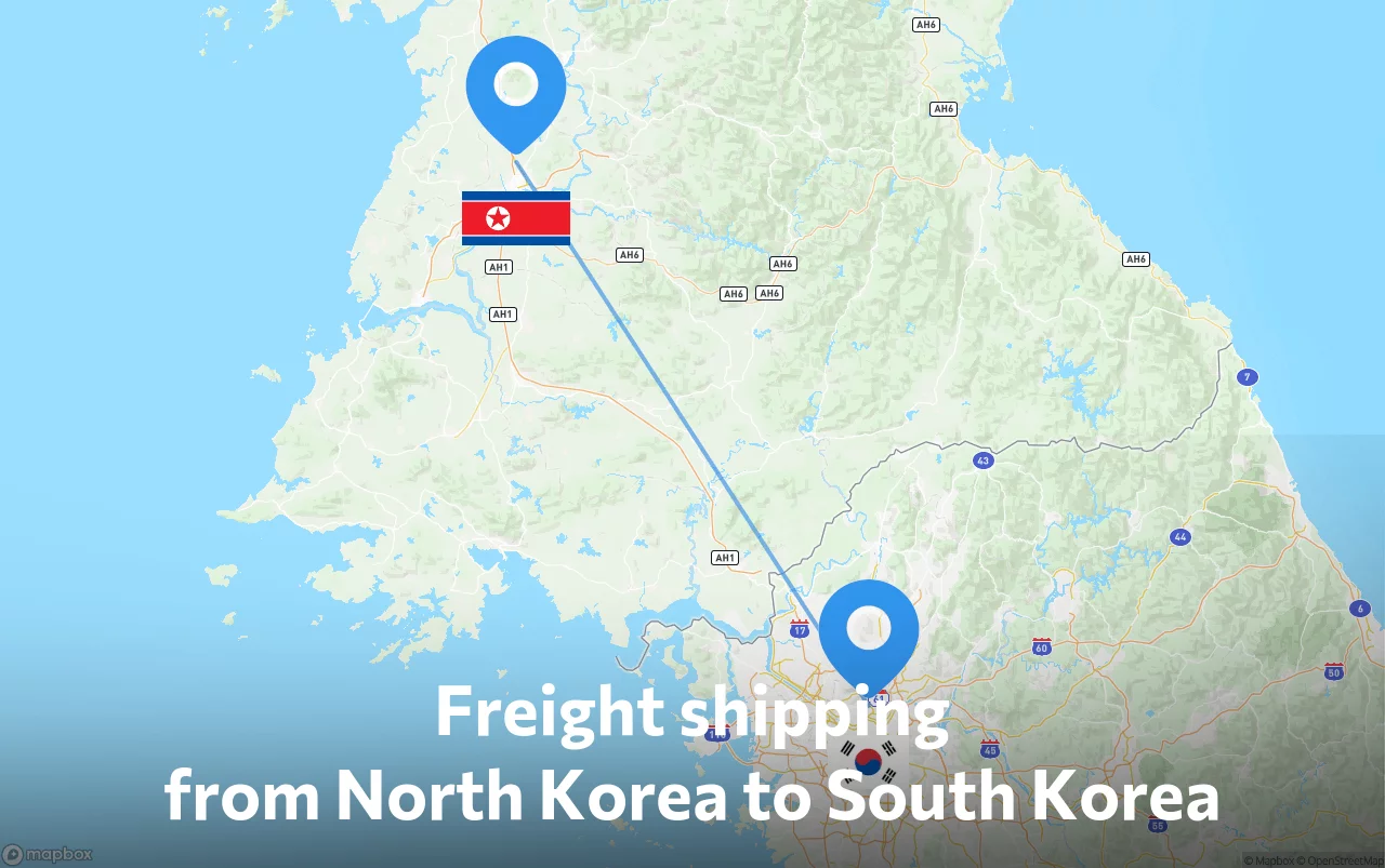 Shipping route from North Korea to South Korea