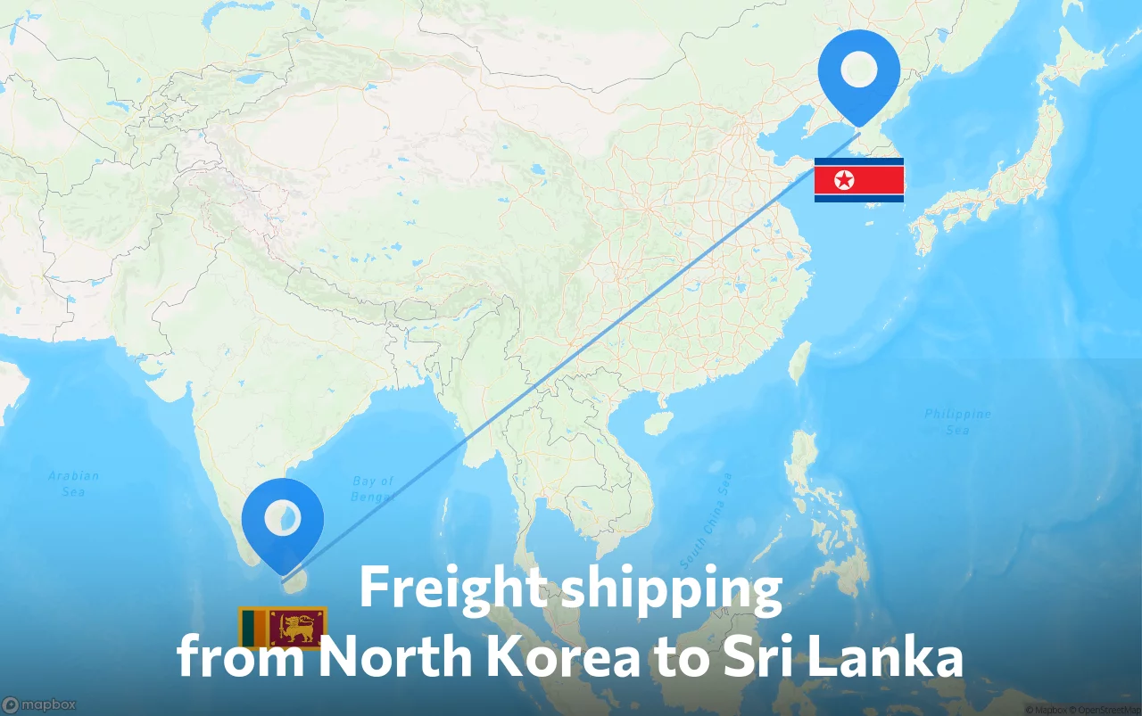 Shipping route from North Korea to Sri Lanka