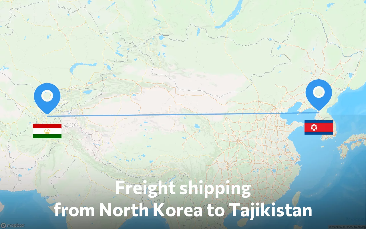 Shipping route from North Korea to Tajikistan