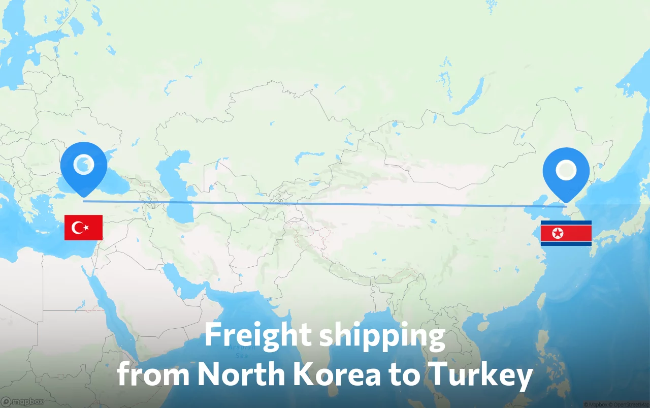 Shipping route from North Korea to Turkey