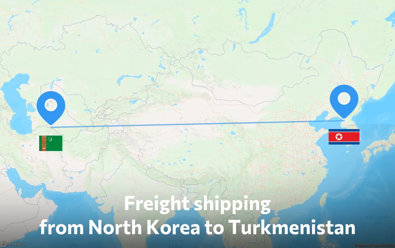 Shipping route from North Korea to Turkmenistan