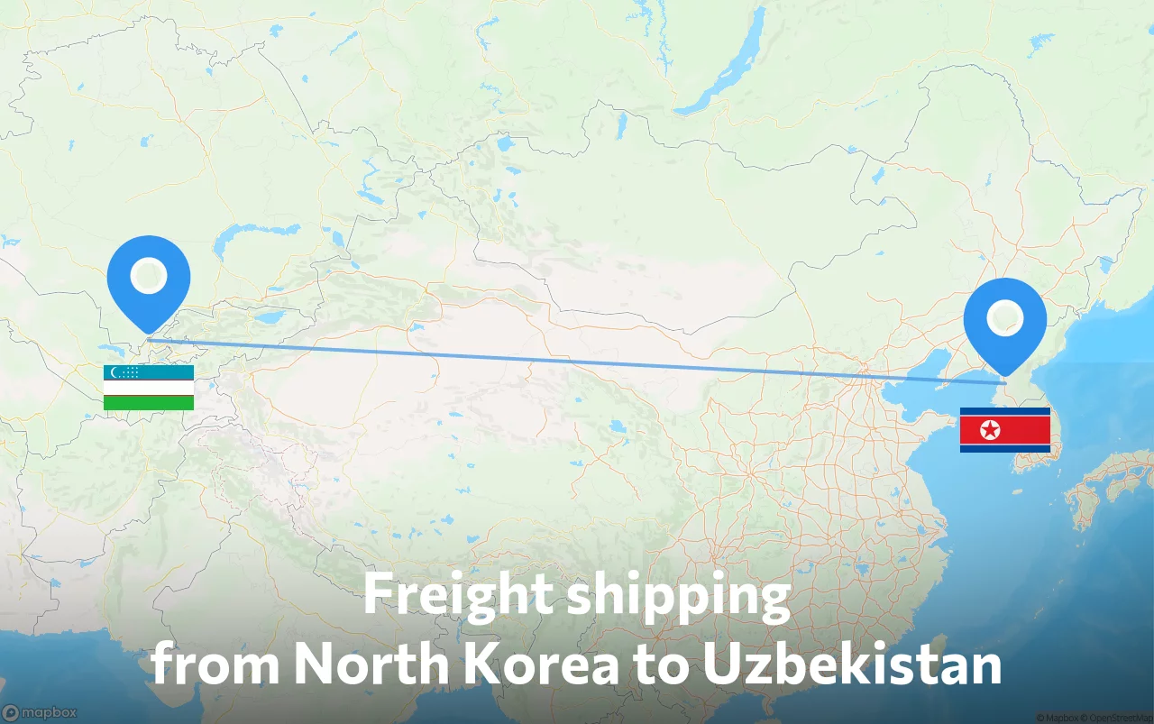 Shipping route from North Korea to Uzbekistan