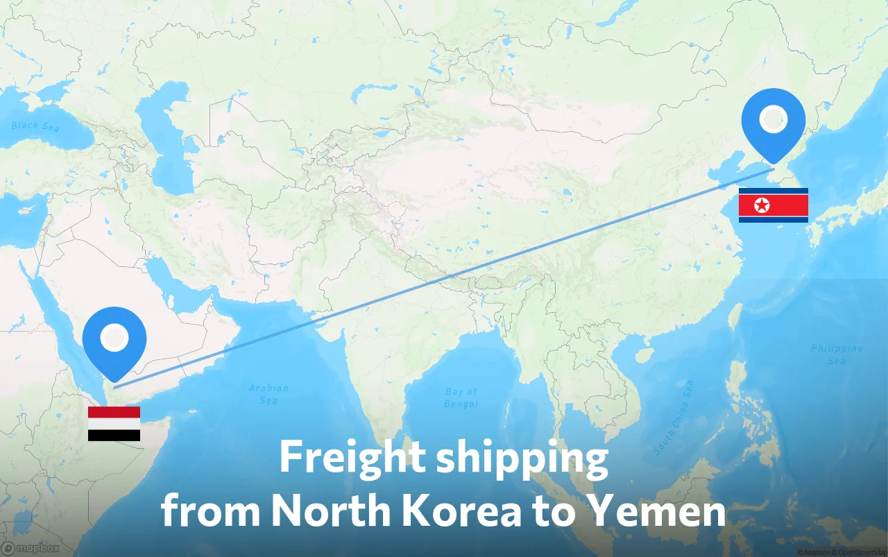 Shipping route from North Korea to Yemen