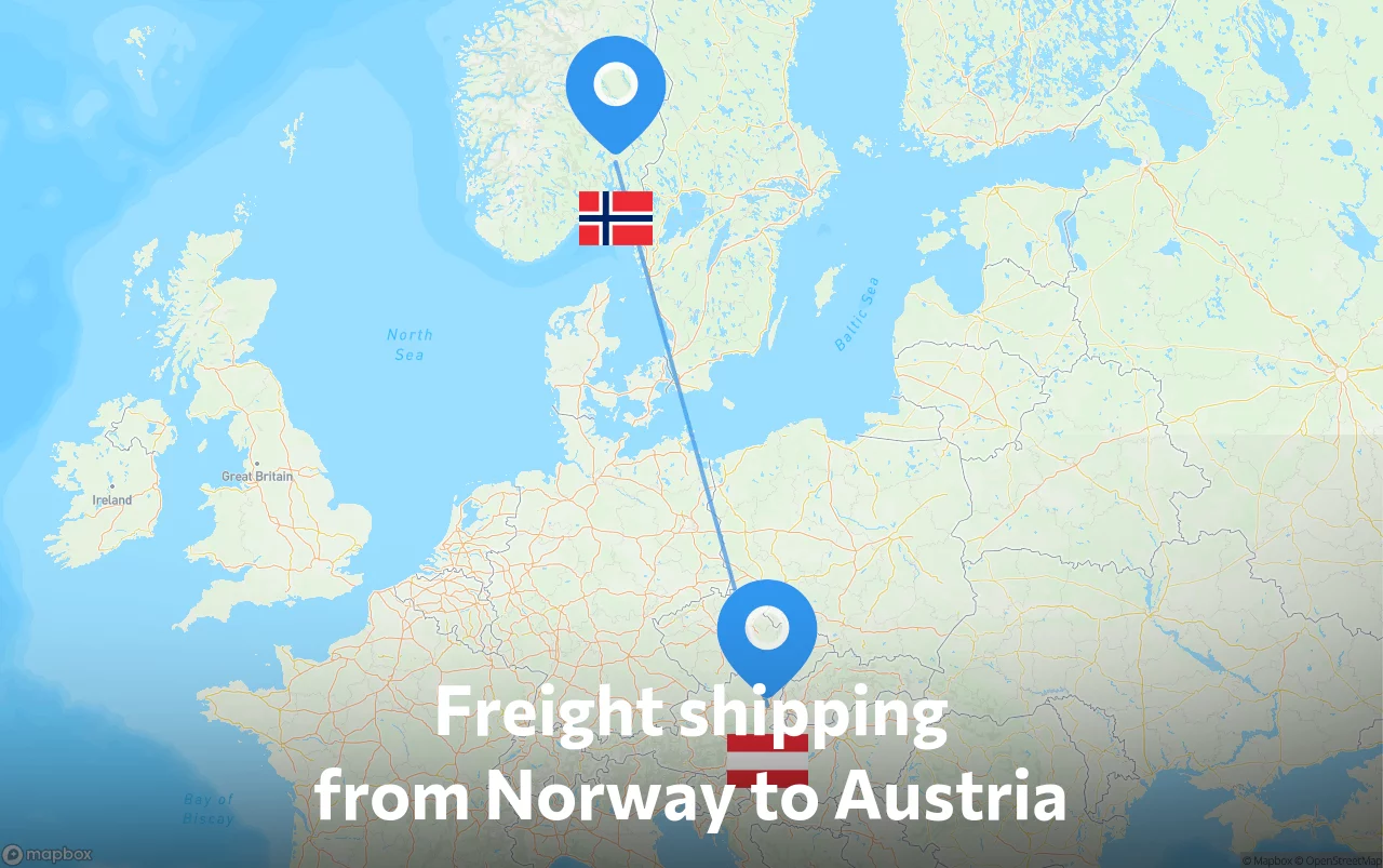 Shipping route from Norway to Austria