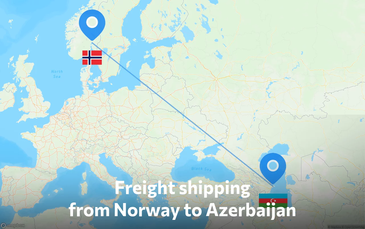 Shipping route from Norway to Azerbaijan