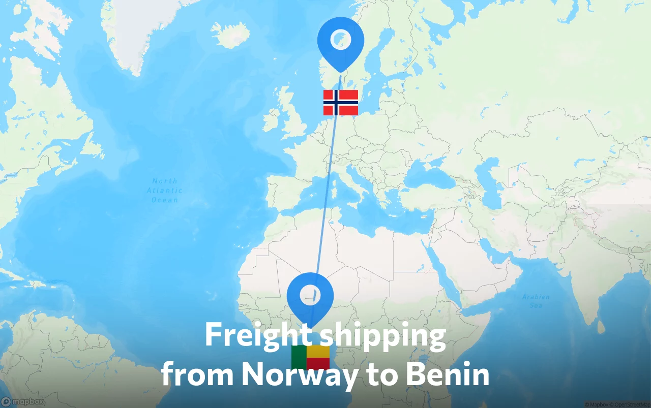 Shipping route from Norway to Benin