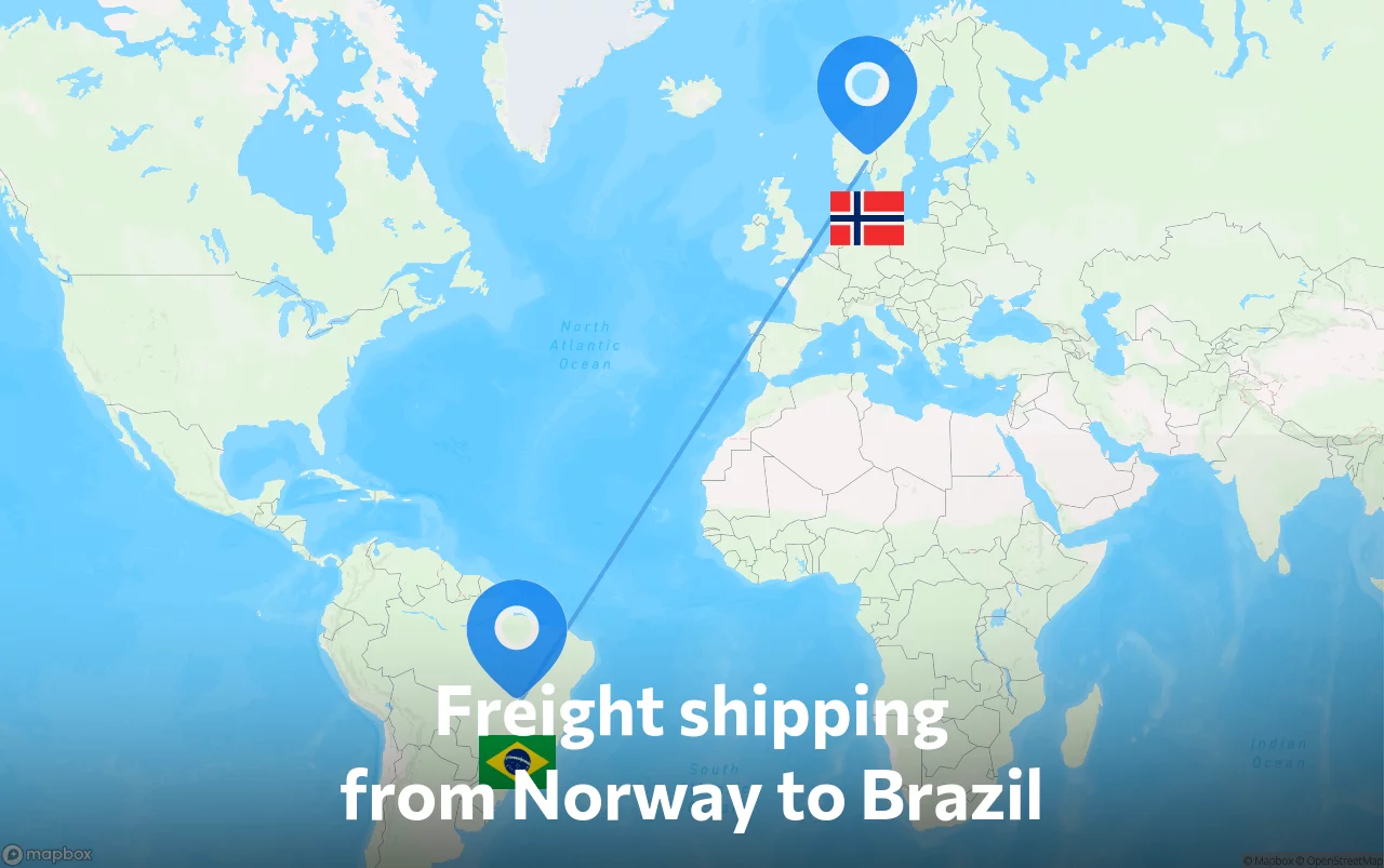 Shipping route from Norway to Brazil