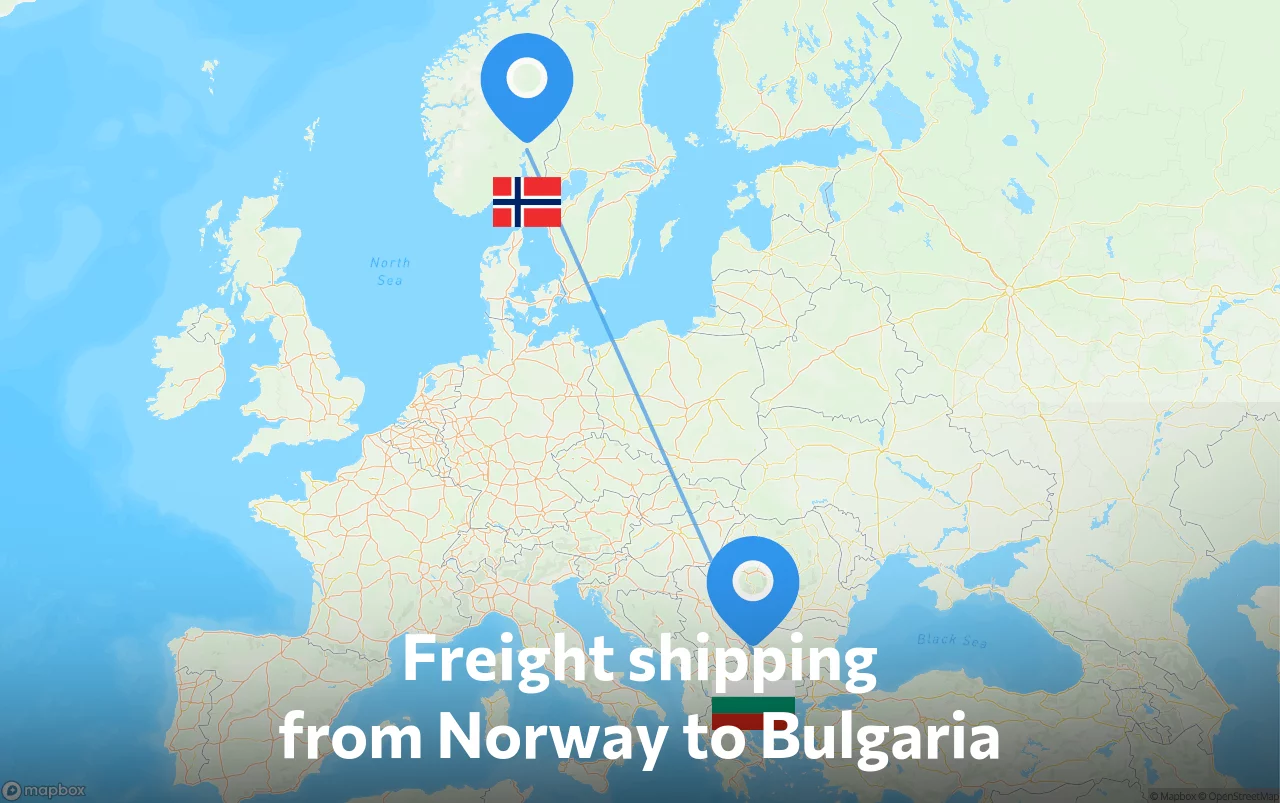 Shipping route from Norway to Bulgaria