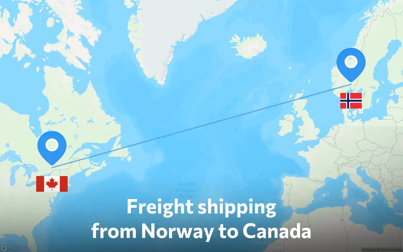 Shipping route from Norway to Canada