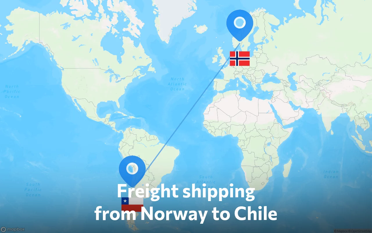 Shipping route from Norway to Chile