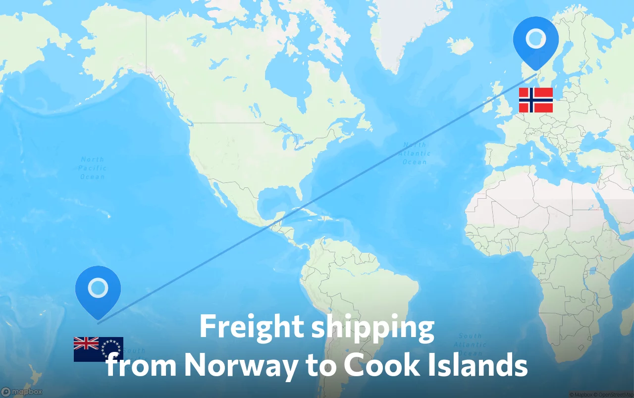Shipping route from Norway to Cook Islands