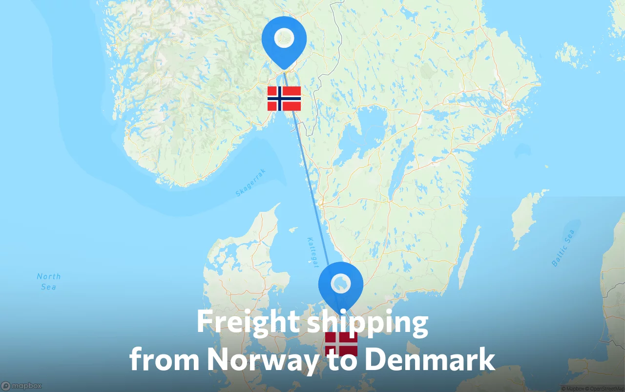 Shipping route from Norway to Denmark