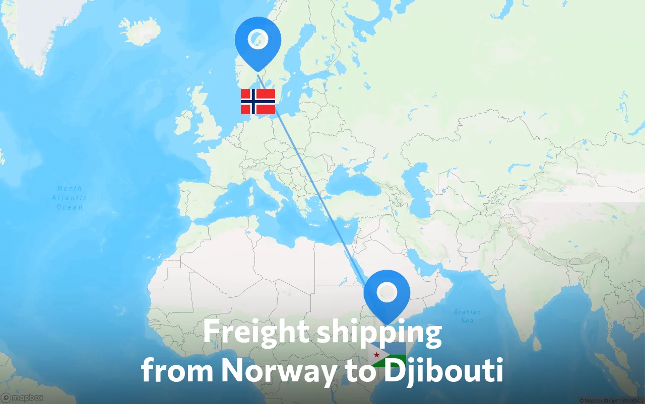 Shipping route from Norway to Djibouti