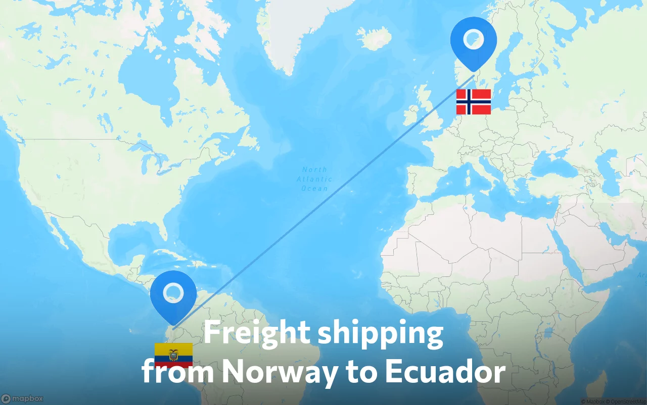 Shipping route from Norway to Ecuador