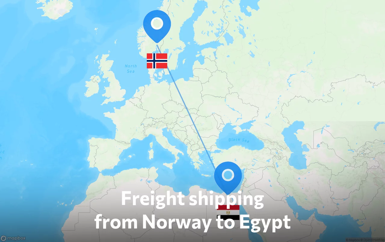 Shipping route from Norway to Egypt