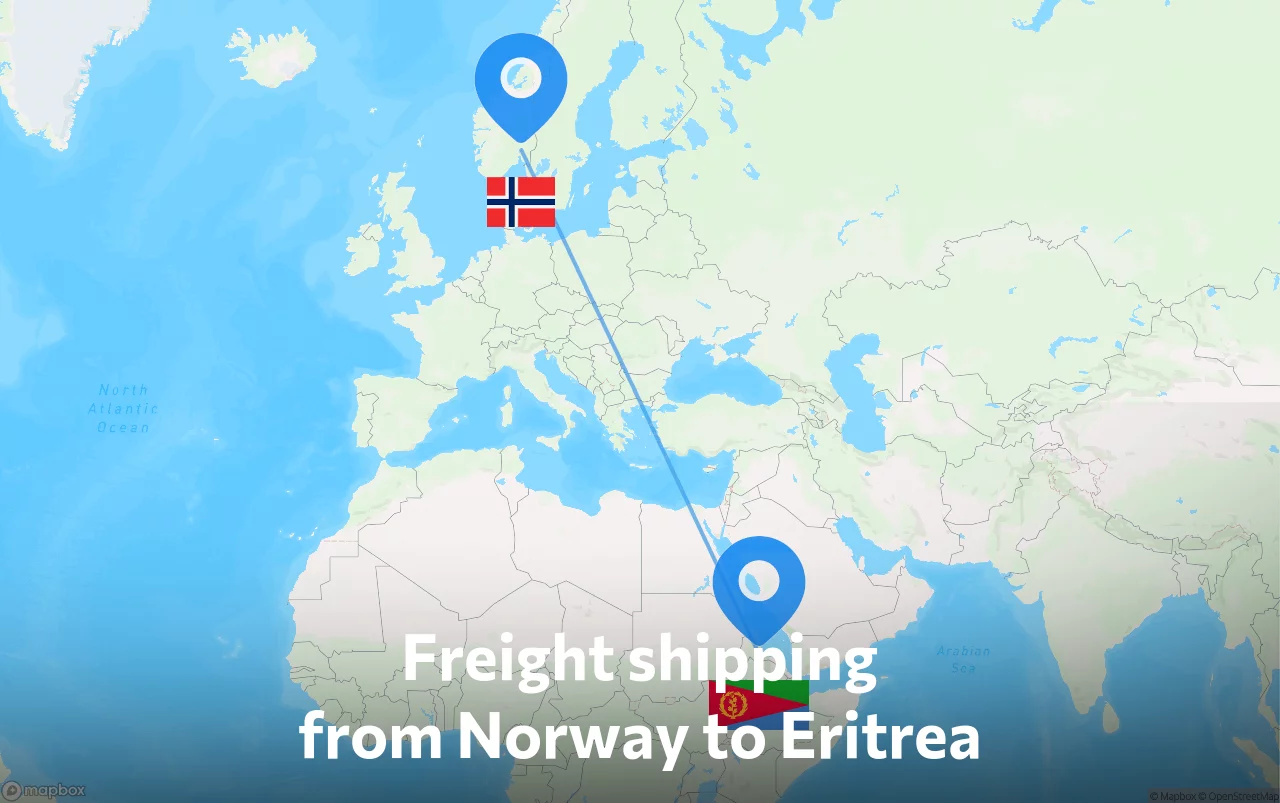 Shipping route from Norway to Eritrea
