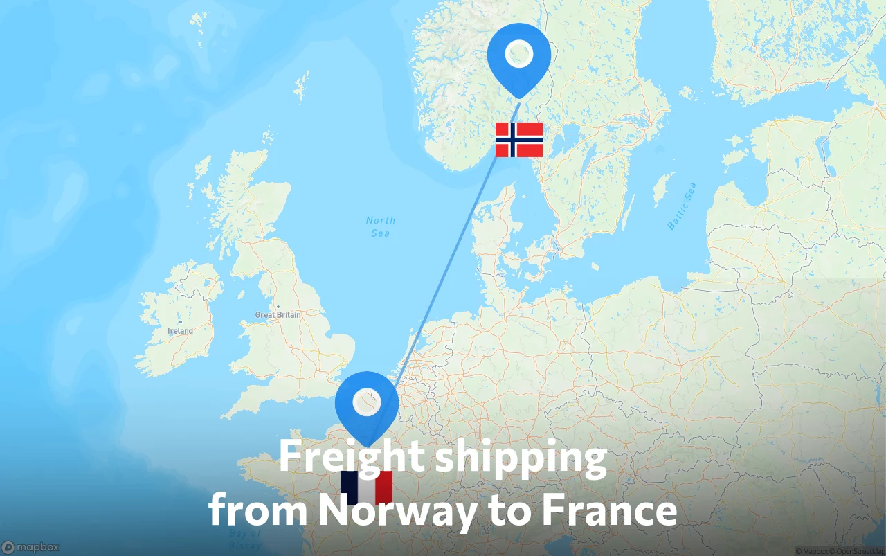 Shipping route from Norway to France