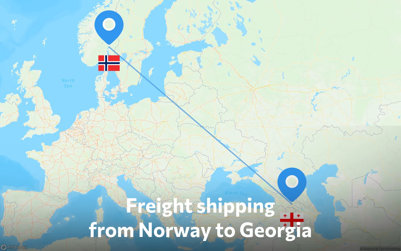 Shipping route from Norway to Georgia