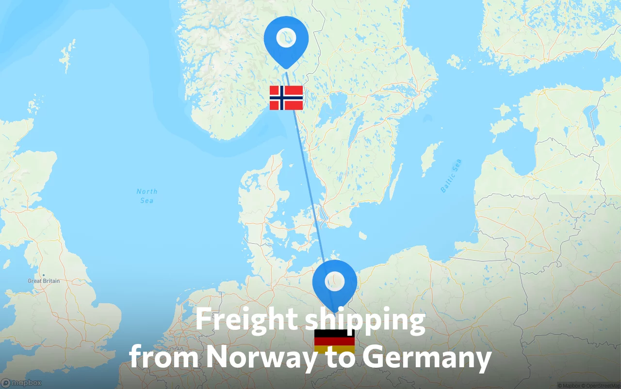 Shipping route from Norway to Germany