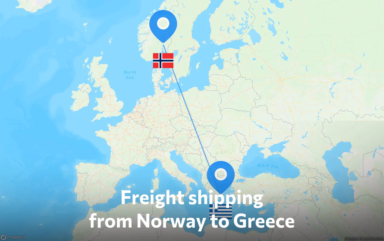 Shipping route from Norway to Greece