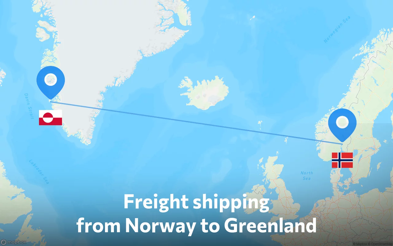 Shipping route from Norway to Greenland