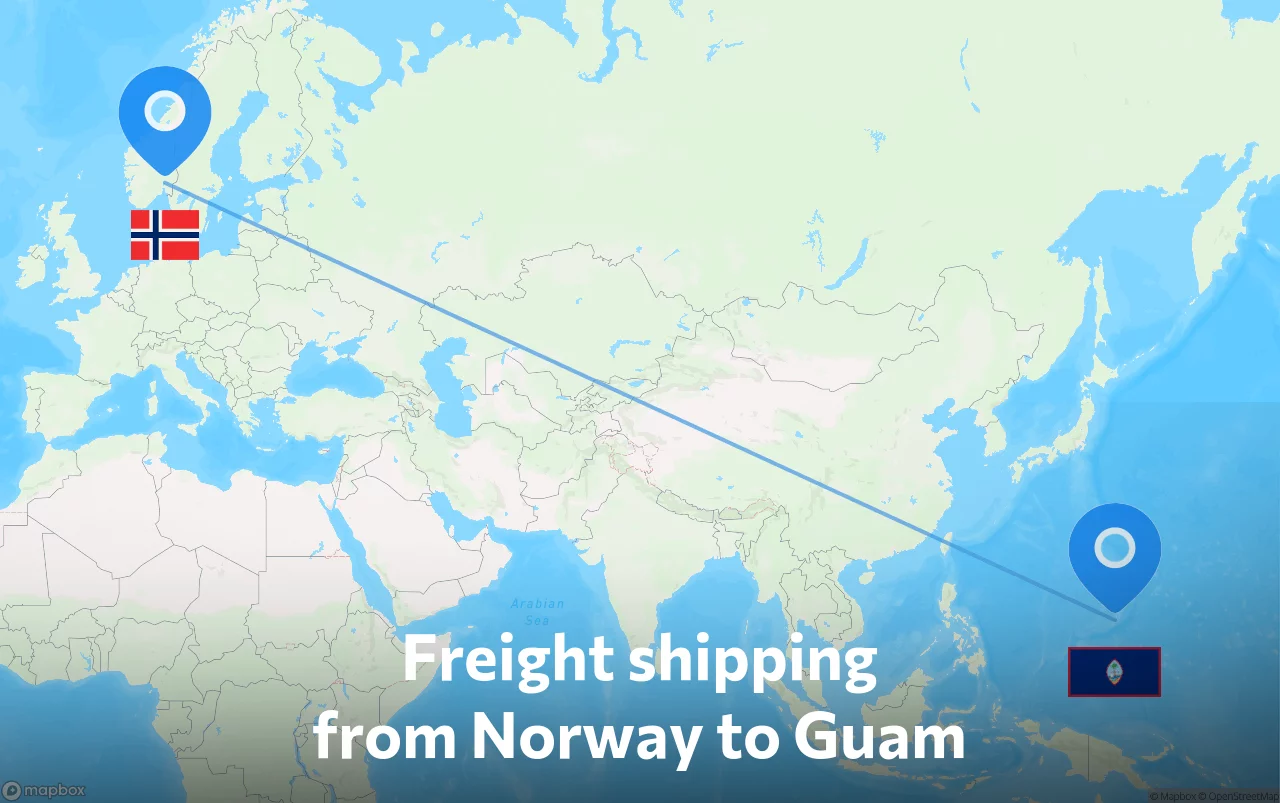 Shipping route from Norway to Guam