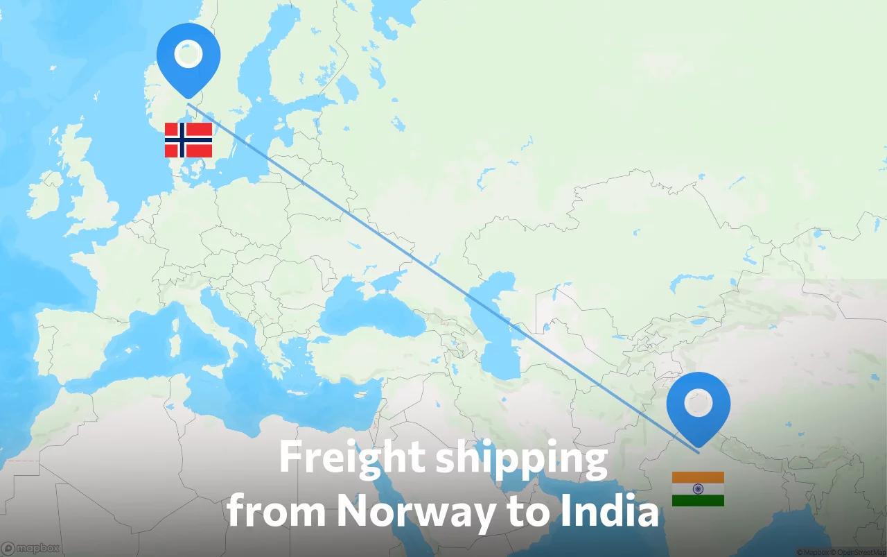 Shipping route from Norway to India