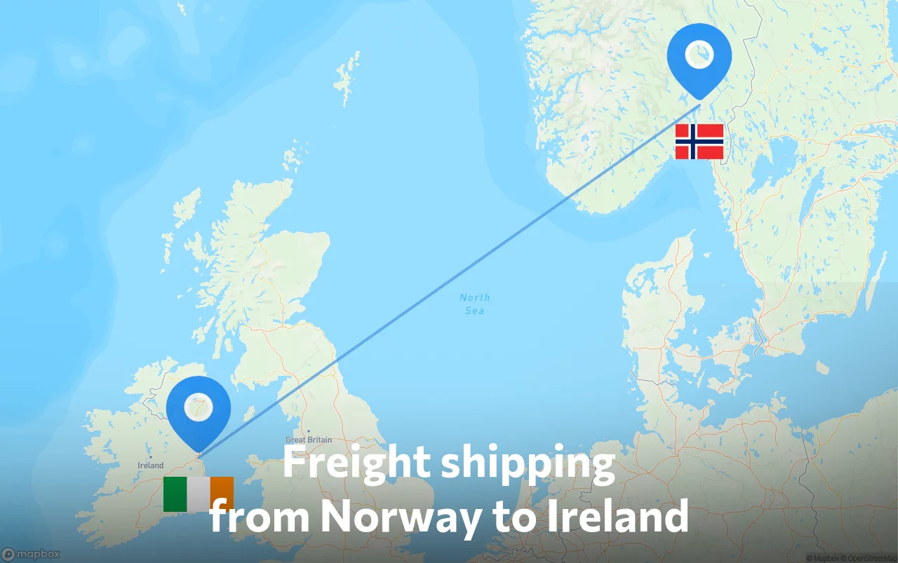 Shipping route from Norway to Ireland