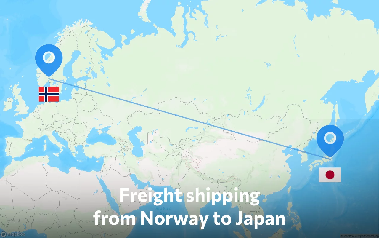 Shipping route from Norway to Japan