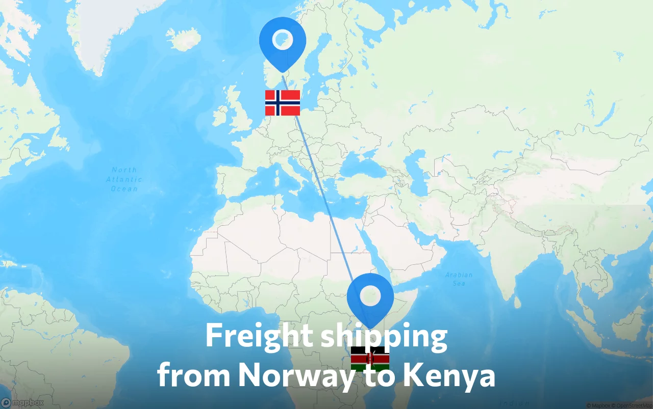 Shipping route from Norway to Kenya