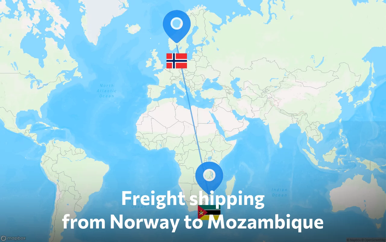 Shipping route from Norway to Mozambique