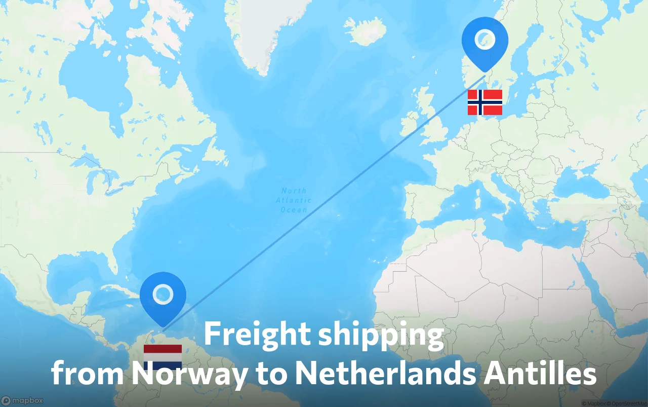 Shipping route from Norway to Netherlands Antilles