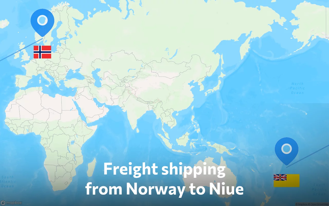 Shipping route from Norway to Niue