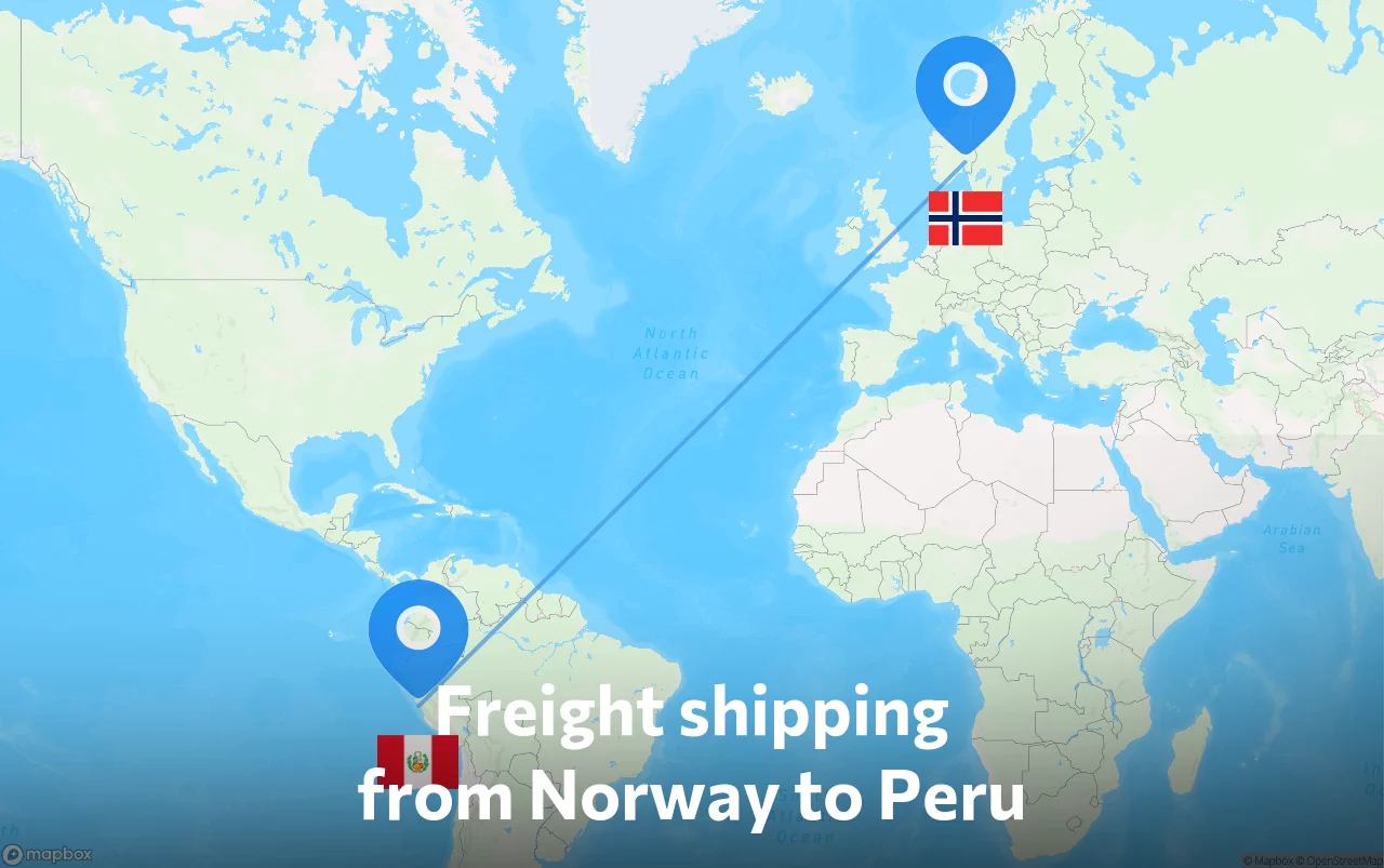 Shipping route from Norway to Peru